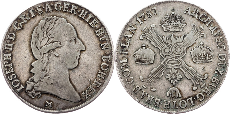 Joseph II., 1/2 Thaler 1787, M Joseph II., 1/2 Thaler 1787, M, 14,671 g, Ag, ton...