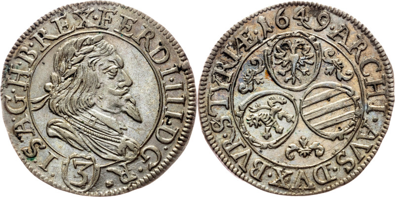 Ferdinand III., 3 Kreuzer 1649, Graz Ferdinand III., 3 Kreuzer 1649, Graz, 1,713...