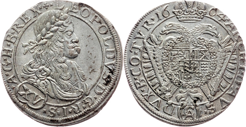 Leopold I., 15 Kreuzer 1664, Vienna Leopold I., 15 Kreuzer 1664, Vienna, 5,983 g...