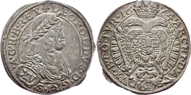 Leopold I., 15 Kreuzer 1664, Vienna Leopold I., 15 Kreuzer 1664, Vienna, 6,345 g...