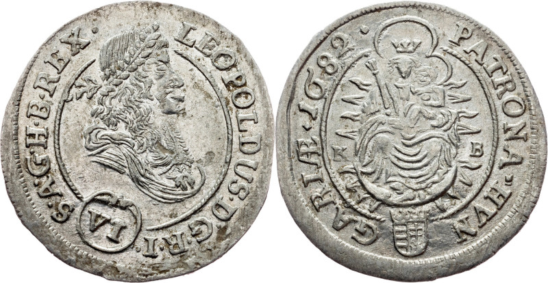 Leopold I., 6 Kreuzer 1682, KB Leopold I., 6 Kreuzer 1682, KB, 3,076 g, Ag, Her....