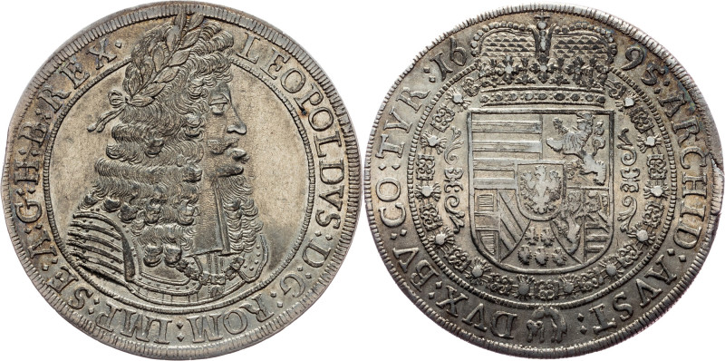 Leopold I., 1 Thaler 1695, Hall Leopold I., 1 Thaler 1695, Hall, 28,705 g, Ag, m...