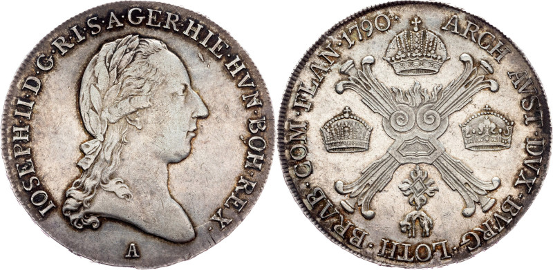 Joseph II., 1/2 Thaler 1790, A Joseph II., 1/2 Thaler 1790, A, 14,75 g, Ag, tone...