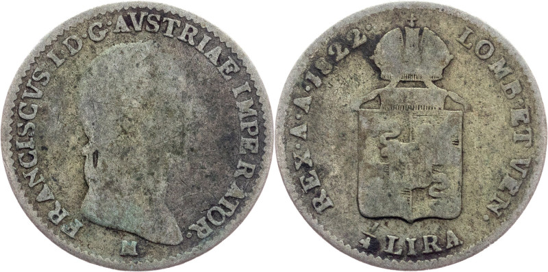 Kingdom of Lombardy-Venetia, Franz I. (II.), 1/4 Lira 1822, M Italy, Kingdom of ...