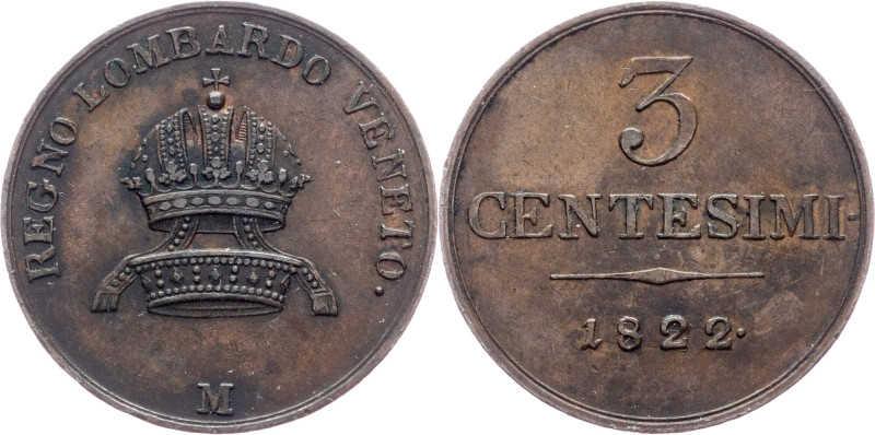 Kingdom of Lombardy-Venetia, Franz I. (II.), 3 Centesimi 1822, M Italy, Kingdom ...