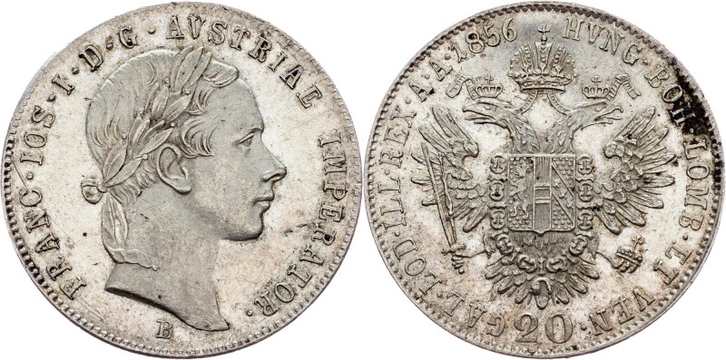 Franz Joseph I., 20 Kreuzer 1856, B Franz Joseph I., 20 Kreuzer 1856, B, 4,34 g,...