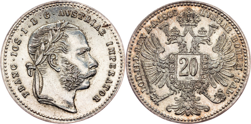 Franz Joseph I., 20 Kreuzer 1868, Vienna Franz Joseph I., 20 Kreuzer 1868, Vienn...