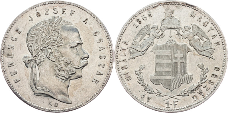 Franz Joseph I., 1 Forint 1868, KB Franz Joseph I., 1 Forint 1868, KB, 12,331 g,...