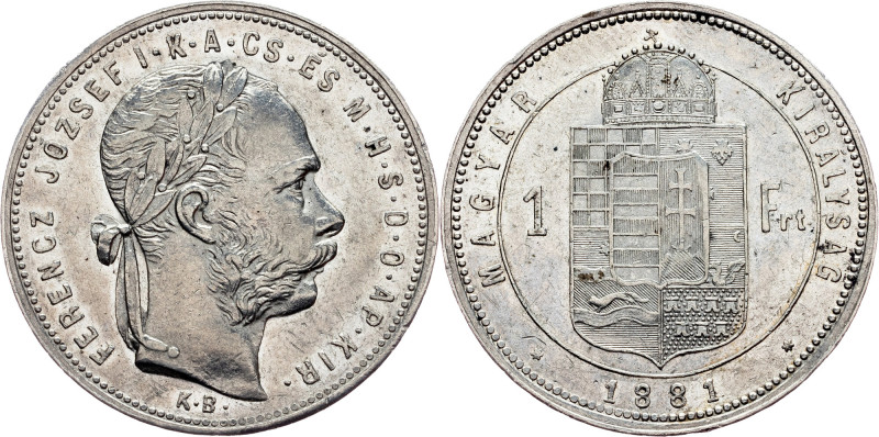 Franz Joseph I., 1 Forint 1881, KB Franz Joseph I., 1 Forint 1881, KB, 12,319 g,...