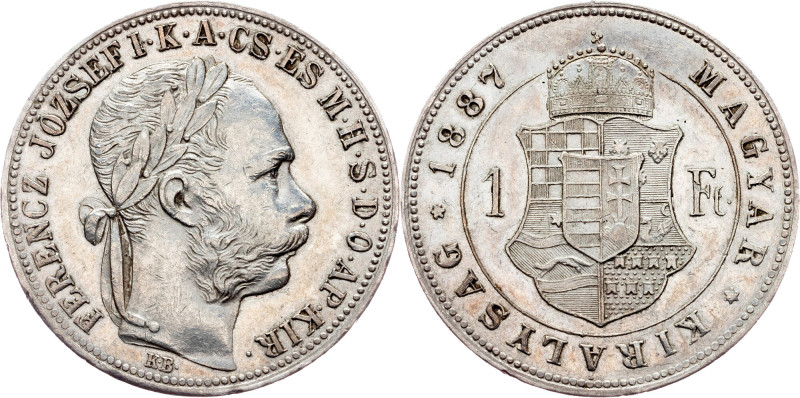 Franz Joseph I., 1 Forint 1887, KB Franz Joseph I., 1 Forint 1887, KB, 12,371 g,...