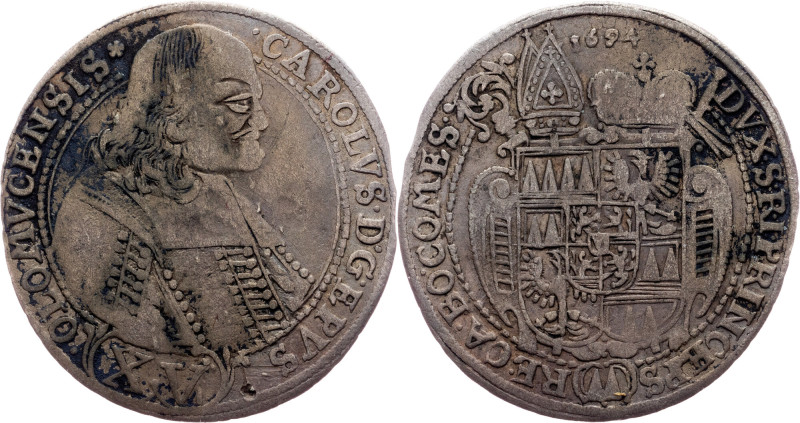 Charles II. of Liechtenstein, 15 Kreuzer 1694, Kremsier Olmutz, Charles II. of L...