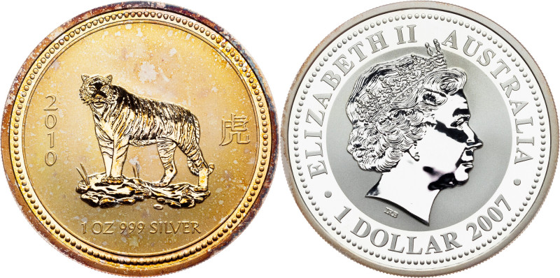 Elizabeth II., 1 Dollar (1 Oz) 2007, Lunar Series - Year of the Tiger Australia,...