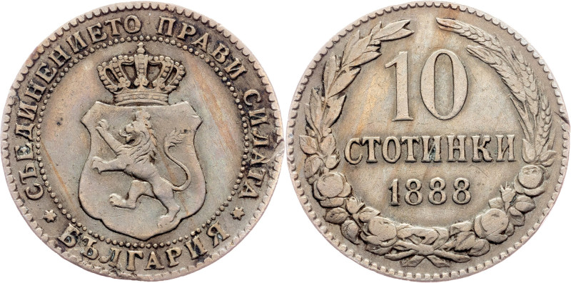 Ferdinand I., 10 Stotinki 1888, Brussels Bulgaria, Ferdinand I., 10 Stotinki 188...