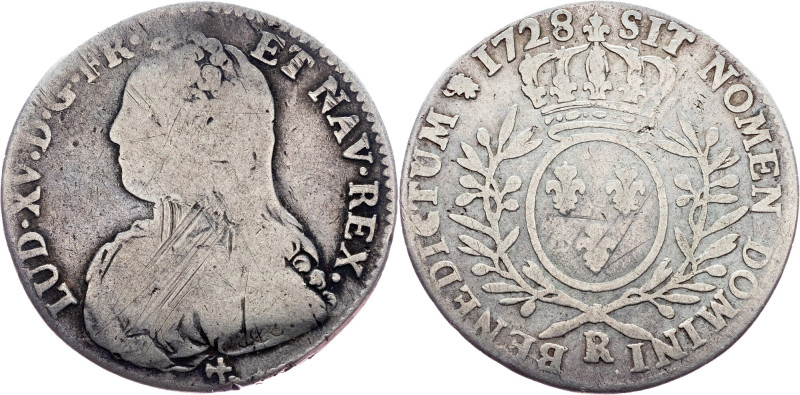 Louis XV., 1/2 Ecu 1728, R France, Louis XV., 1/2 Ecu 1728, R, 13,952 g, Ag, Cia...