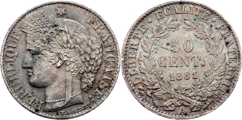 Third republic, 50 Centimes 1881, A France, Third republic, 50 Centimes 1881, A,...