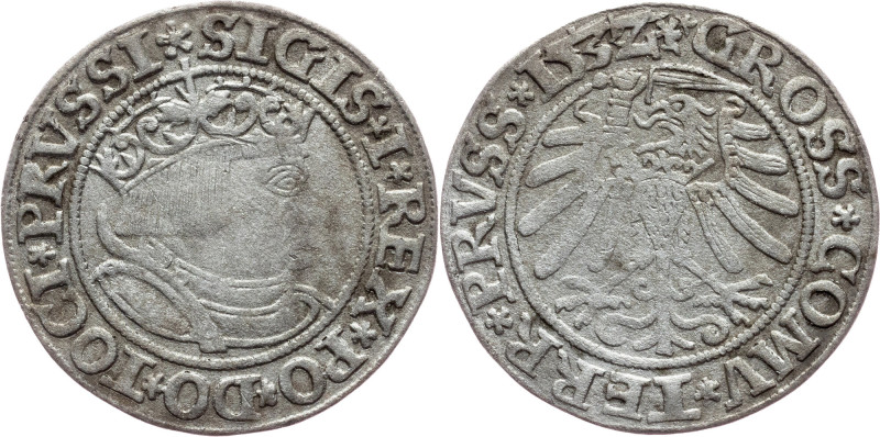 Sigismund I. Old, 1 Grosz 1532, Torun Poland, Sigismund I. Old, 1 Grosz 1532, To...