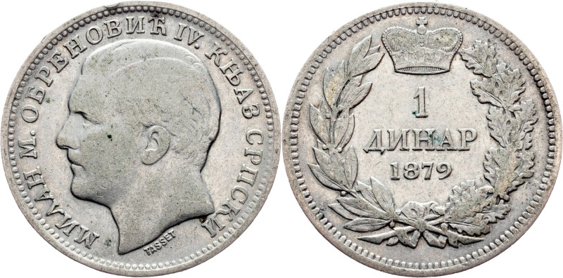 Milan Obrenović IV., 1 Dinar 1879 Serbia, Milan Obrenović IV., 1 Dinar 1879, 4,9...