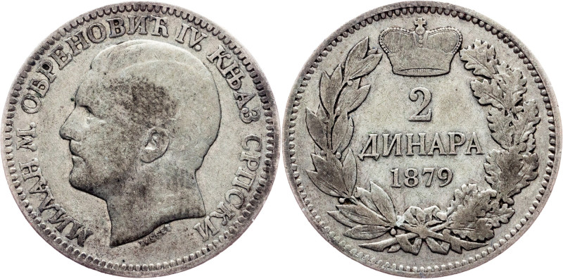 Milan Obrenović IV., 2 Dinara 1879 Serbia, Milan Obrenović IV., 2 Dinara 1879, 9...