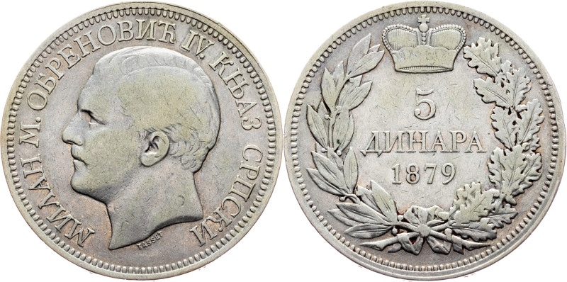 Milan Obrenović IV., 5 Dinara 1879 Serbia, Milan Obrenović IV., 5 Dinara 1879, 2...