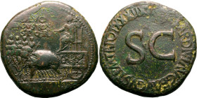 Roman Empire Divus Augustus AD 36-37 Æ Sestertius About Very Fine; attractive green patina