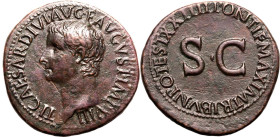 Roman Empire Tiberius AD 21-22 Æ As About Extremely Fine; minor cleaning marks, a striking portrait