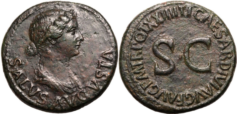 Roman Empire Livia (mother of Tiberius) AD 21-22 Æ Dupondius About Extremely Fin...
