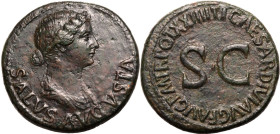 Roman Empire Livia (mother of Tiberius) AD 21-22 Æ Dupondius About Extremely Fine; smoothed, a fine portrait of Livia