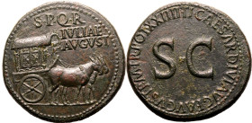 Roman Empire Julia Augusta (Livia AD 22-23 Æ Sestertius Extremely Fine; minor smoothing and tooling, attractive, glossy patina