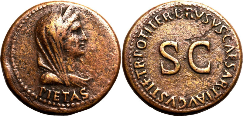 Roman Empire Drusus (son of Tiberius AD 21-22 Æ Dupondius About Extremely Fine
...