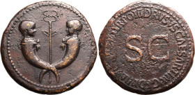Roman Empire Drusus (son of Tiberius AD 22-23 Æ Sestertius Good Very Fine; minor areas of pitting to rev., boasting a spectacular obv