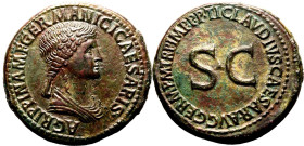 Roman Empire Agrippina Senior AD 42-43 Æ Sestertius Extremely Fine; boasting an expressive portrait and marvellous mottled patina