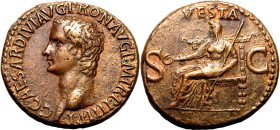 Roman Empire Caligula AD 37-38 Æ As Extremely Fine; an impressive example