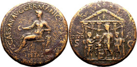 Roman Empire Caligula AD 37-38 Æ Sestertius Very Fine; stripped and heavily cleaned