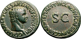 Roman Empire Germanicus (brother of Claudius) AD 50-54 Æ As About Good Very Fine; attractive green patina