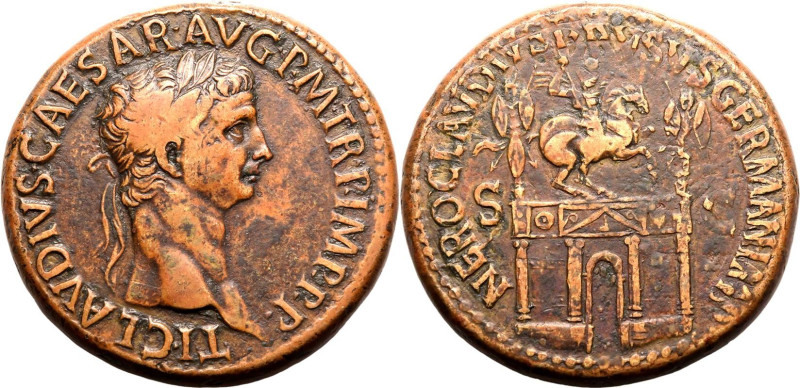 Roman Empire Claudius AD 41-45 Æ Sestertius Good Very Fine; smoothed, medallic i...