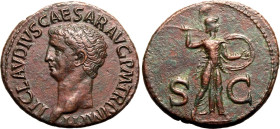 Roman Empire Claudius AD 41-50 Æ As Good Extremely Fine; a bold portrait of Claudius