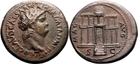 Roman Empire Nero AD 65 Æ Dupondius Good Very Fine; grainy surfaces, full design retained