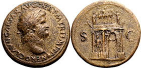 Roman Empire Nero AD 65 Æ Sestertius Good Very Fine; excellent detail to rev., a fine patina
