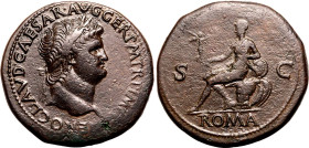 Roman Empire Nero AD 65 Æ Sestertius Good Very Fine; areas of weakness