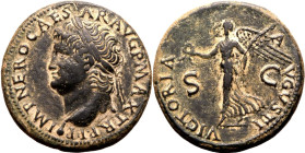 Roman Empire Nero AD 66-67 Æ Dupondius or As Very Fine