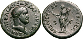 Roman Empire Galba AD 68 Æ Dupondius Good Very Fine