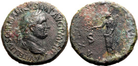 Roman Empire Vitellius AD 69 Æ Sestertius About Very Fine; areas of corrosion, struck on a thick, weighty flan