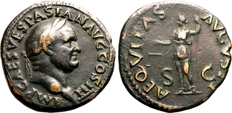 Roman Empire Vespasian AD 71 Æ As Very Fine
Very Fine | ROMAN EMPIRE. Vespasian...