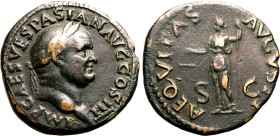 Roman Empire Vespasian AD 71 Æ As Very Fine