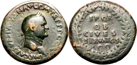 Roman Empire Vespasian AD 71 Æ Sestertius About Very Fine; pleasant green patina