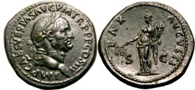 Roman Empire Vespasian AD 71 Æ Sestertius Extremely Fine; an outstanding bronze, boasting a glistening dark green patina