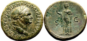 Roman Empire Vespasian AD 76 Æ Sestertius Good Very Fine; an expressive portrait of Vespasian