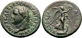 Roman Empire Titus AD 80-81 Æ As Good Very Fine; good detail beneath uneven surfaces