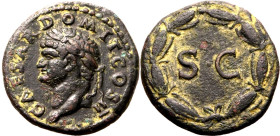 Roman Empire Domitian (Caesar) AD 74 Æ Quadrans About Good Very Fine