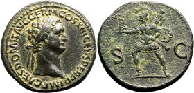 Roman Empire Domitian AD 87 Æ As Very Fine; attractive green patina